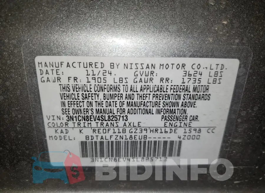 3N1CN8EV4SL825713 Photo# 12