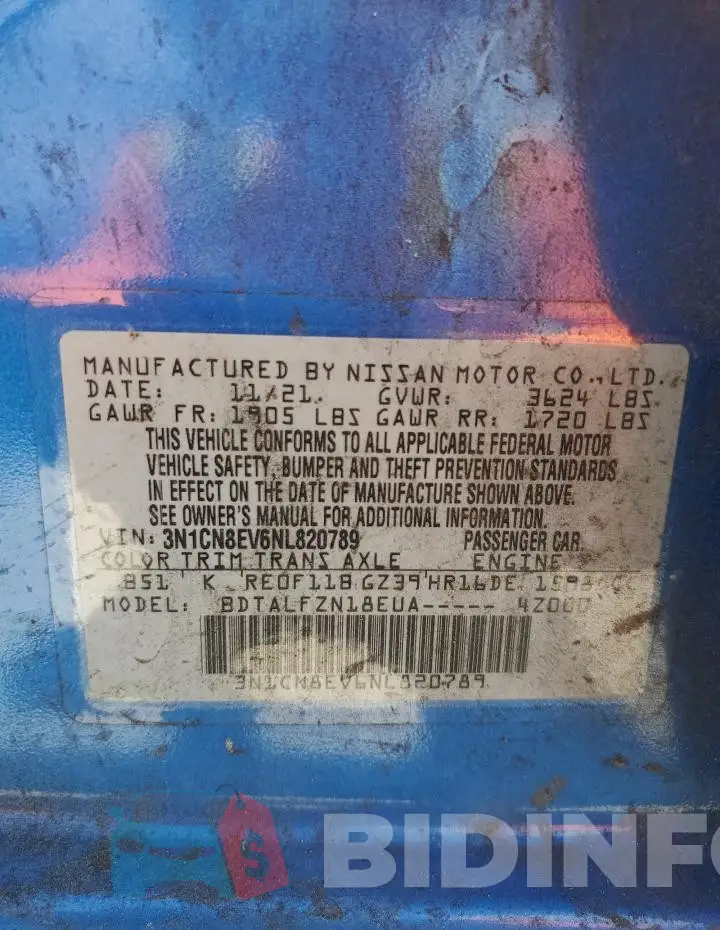 3N1CN8EV6NL820789 Photo# 12