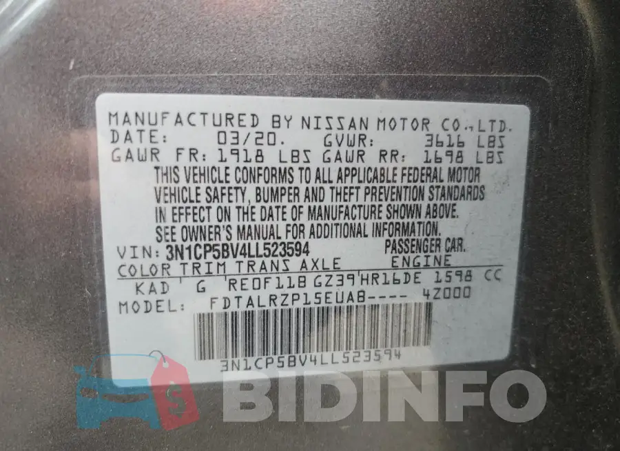 3N1CP5BV4LL523594 Photo# 14