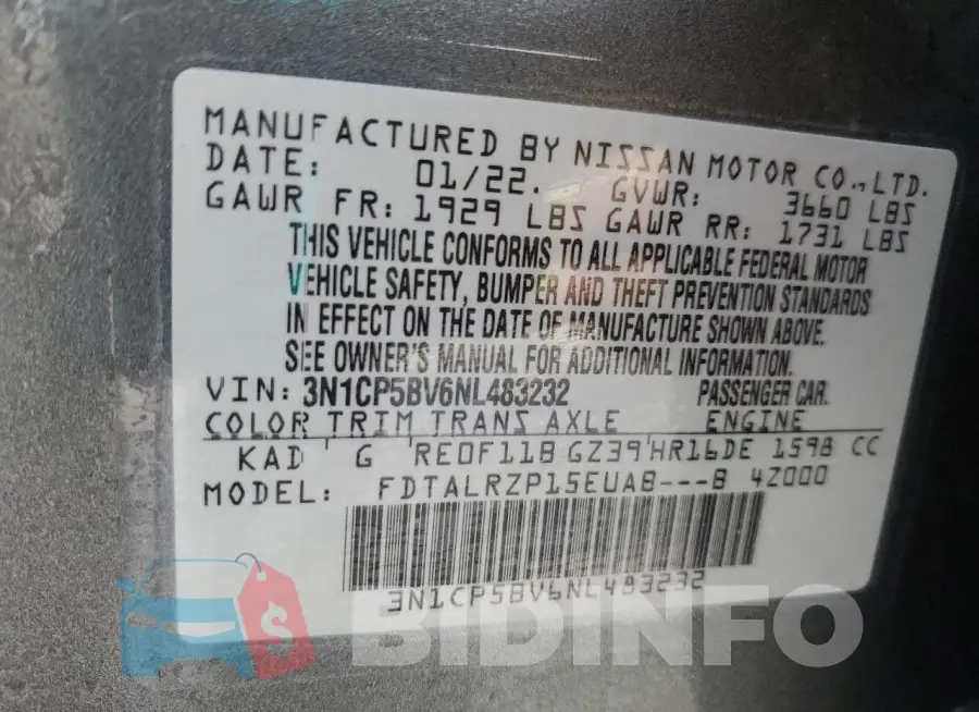 3N1CP5BV6NL483232 Photo# 13