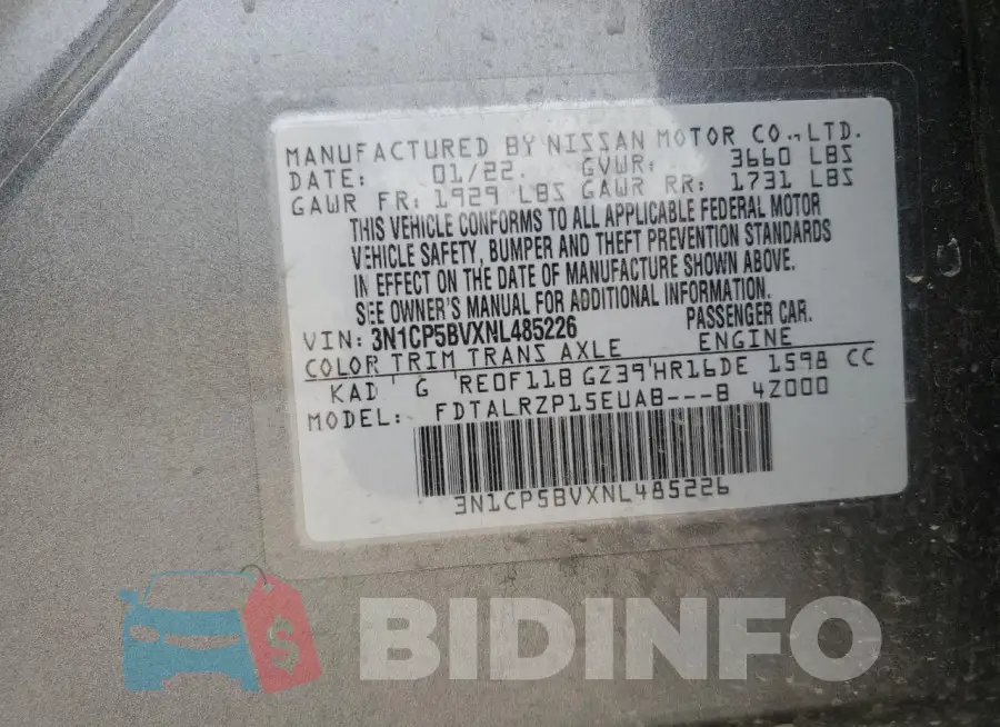 3N1CP5BVXNL485226 Photo# 13