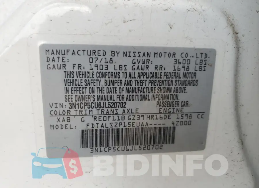 3N1CP5CU6JL520702 Photo# 13