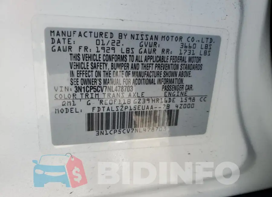 3N1CP5CV7NL478703 Photo# 14