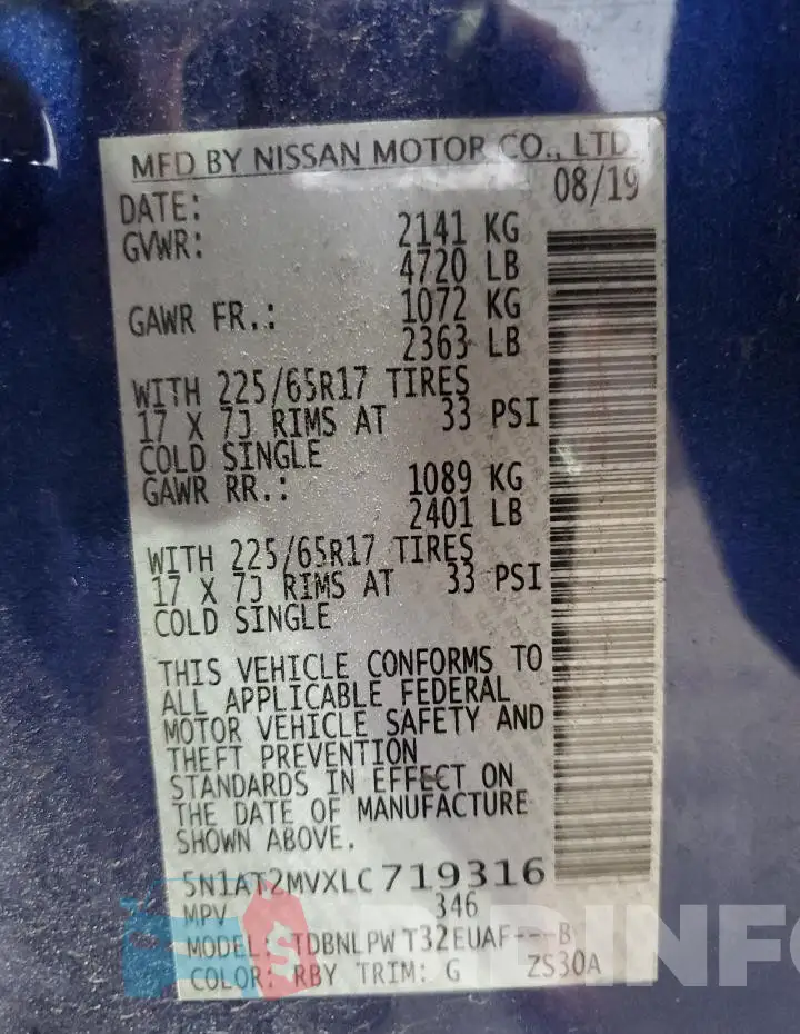 5N1AT2MVXLC719316 Photo# 13