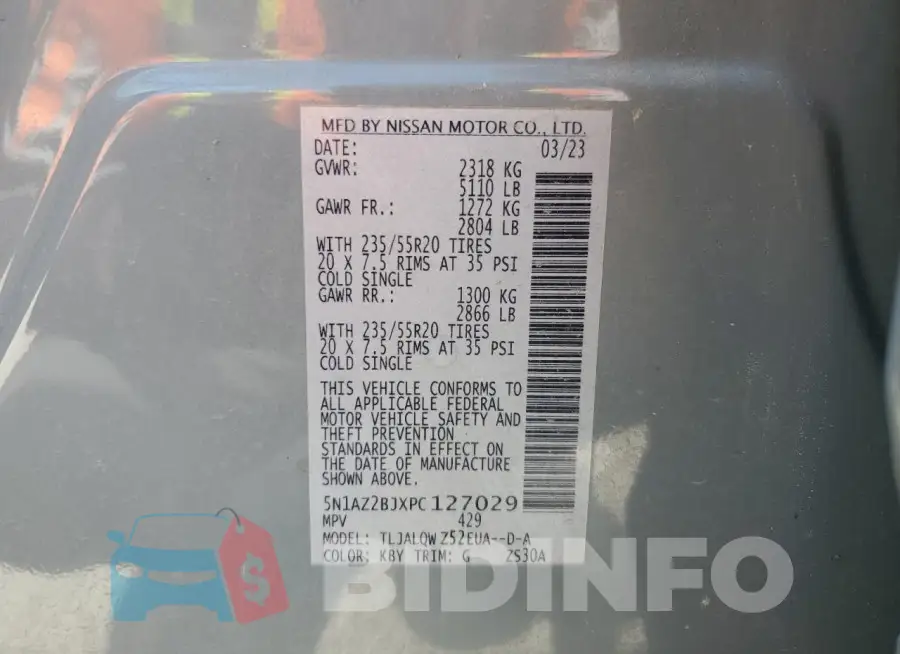 5N1AZ2BJXPC127029 Photo# 14