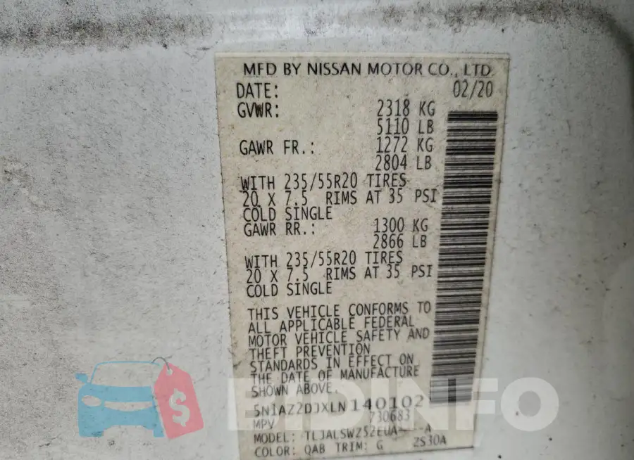 5N1AZ2DJXLN140102 Photo# 13