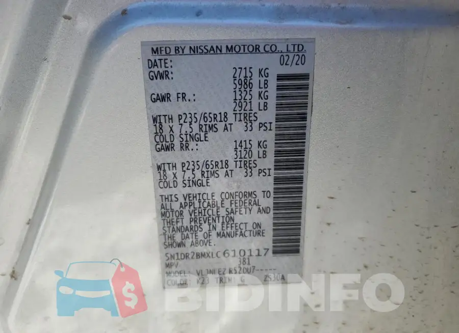 5N1DR2BMXLC610117 Photo# 14
