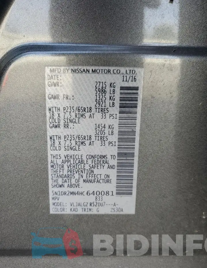 5N1DR2MN4HC640081 Photo# 13