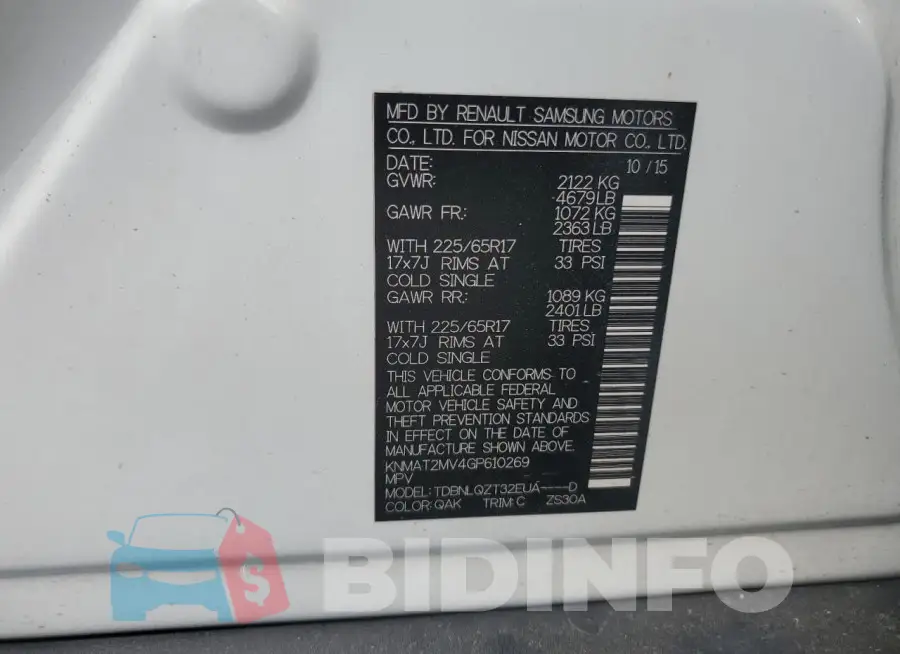 KNMAT2MV4GP610269 Photo# 14