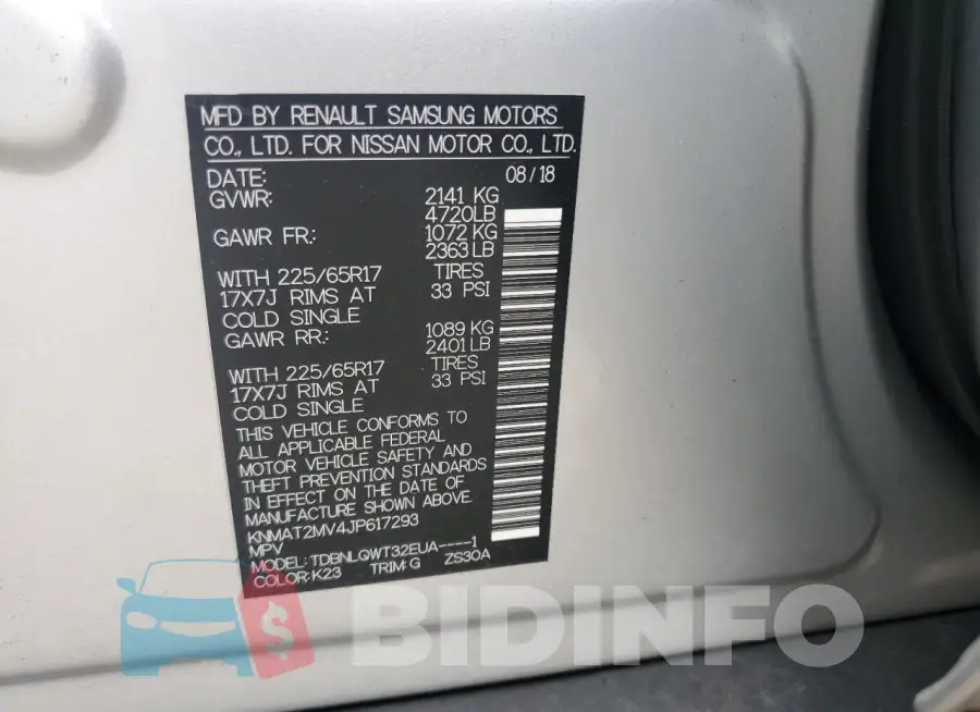 KNMAT2MV4JP617293 Photo# 13