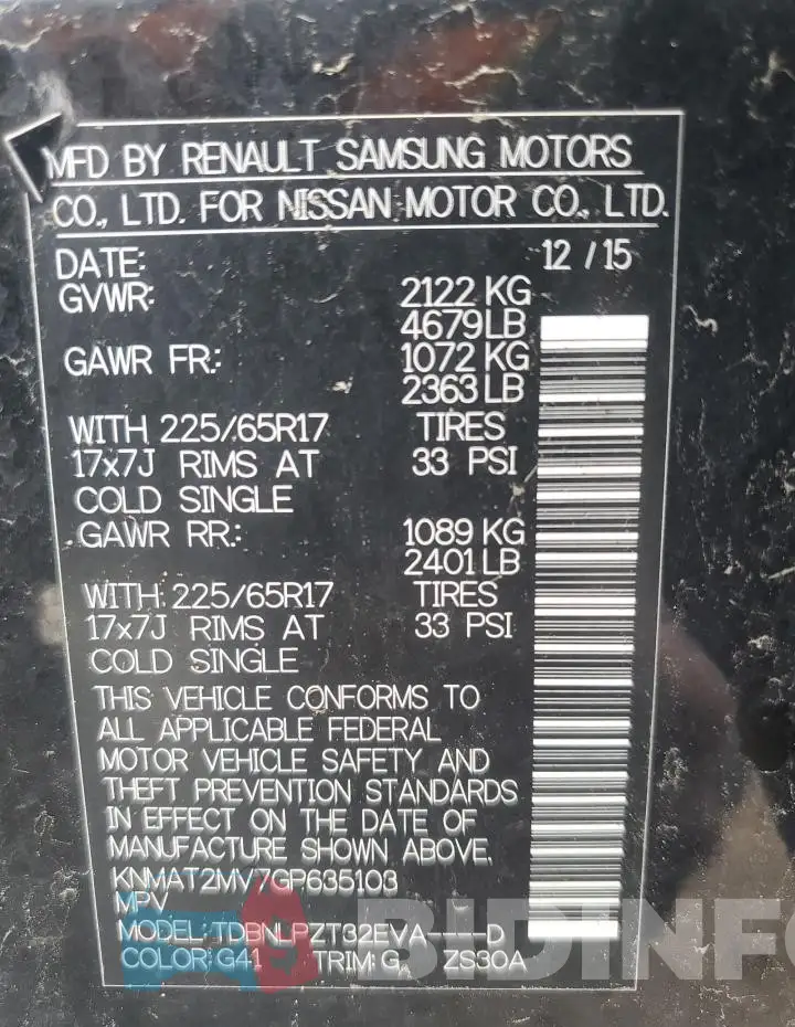 KNMAT2MV7GP635103 Photo# 14
