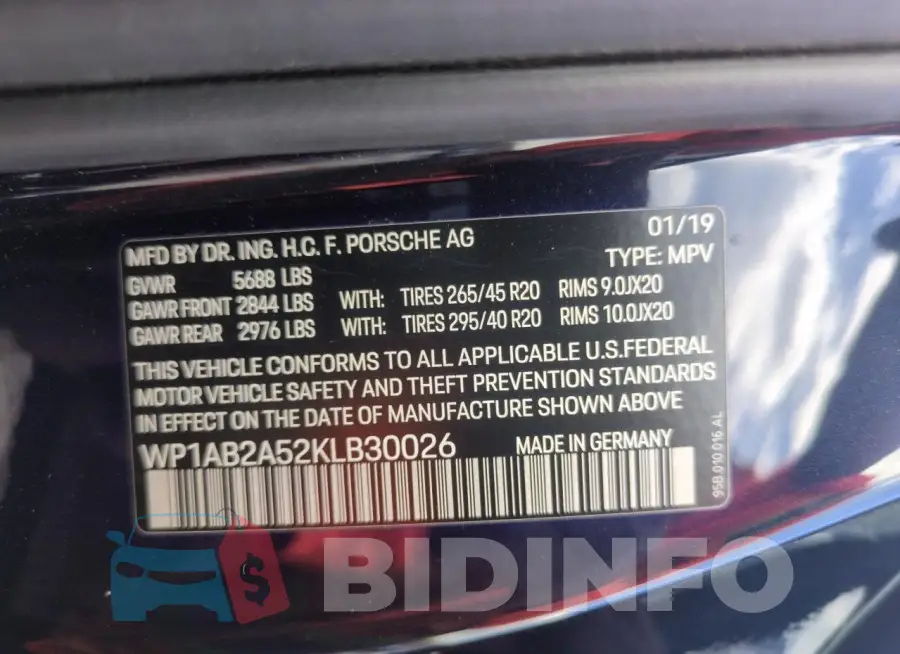 WP1AB2A52KLB30026 Photo# 14