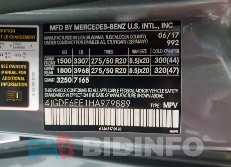4JGDF6EE1HA979889 Photo# 13