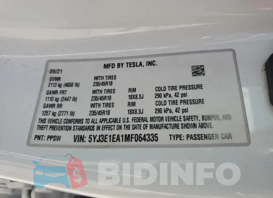 5YJ3E1EA1MF064335 Photo# 12