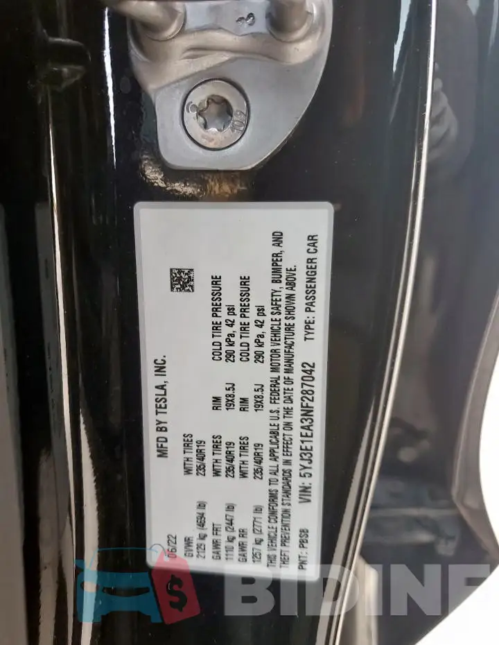 5YJ3E1EA3NF287042 Photo# 12