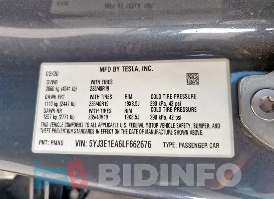 5YJ3E1EA6LF662676 Photo# 13
