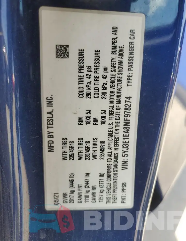 5YJ3E1EA8MF978274 Photo# 13