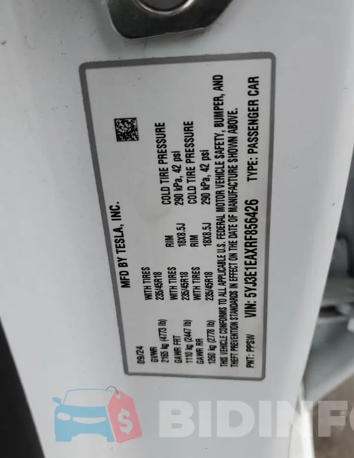 5YJ3E1EAXRF856426 Photo# 12