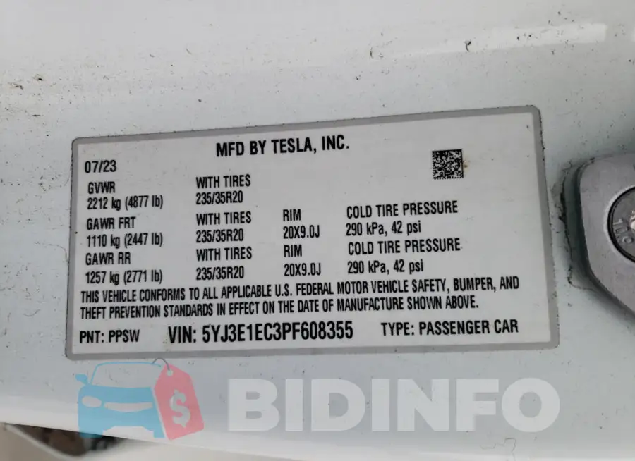 5YJ3E1EC3PF608355 Photo# 12