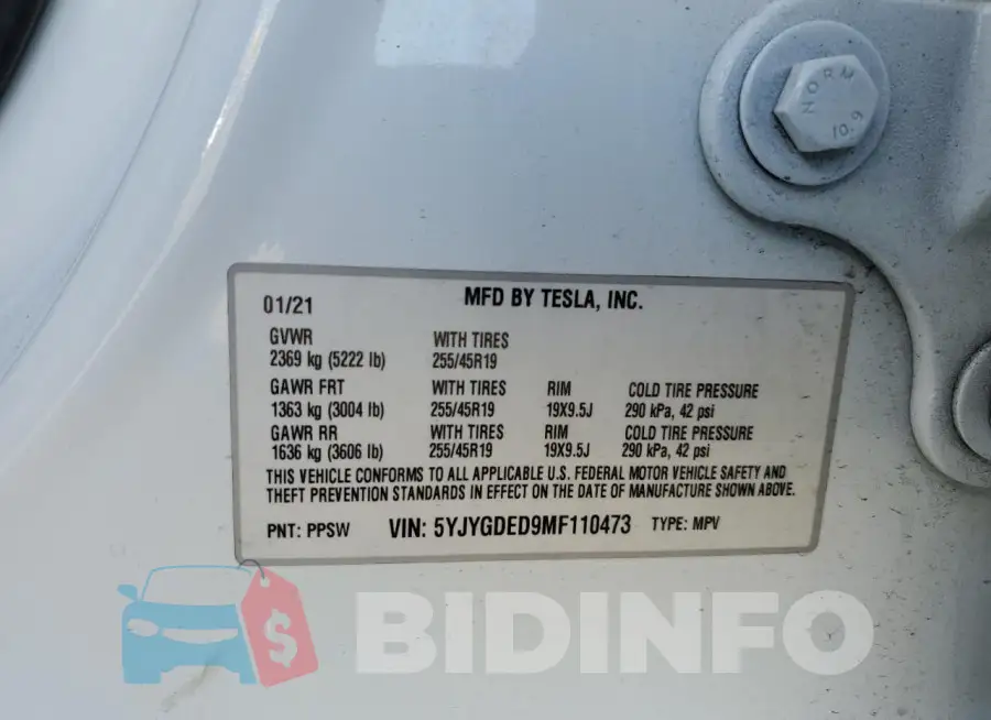 5YJYGDED9MF110473 Photo# 12