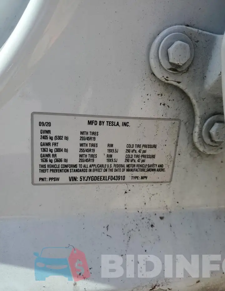 5YJYGDEEXLF043910 Photo# 13