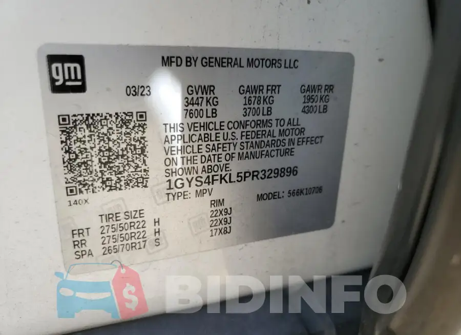 1GYS4FKL5PR329896 Photo# 14