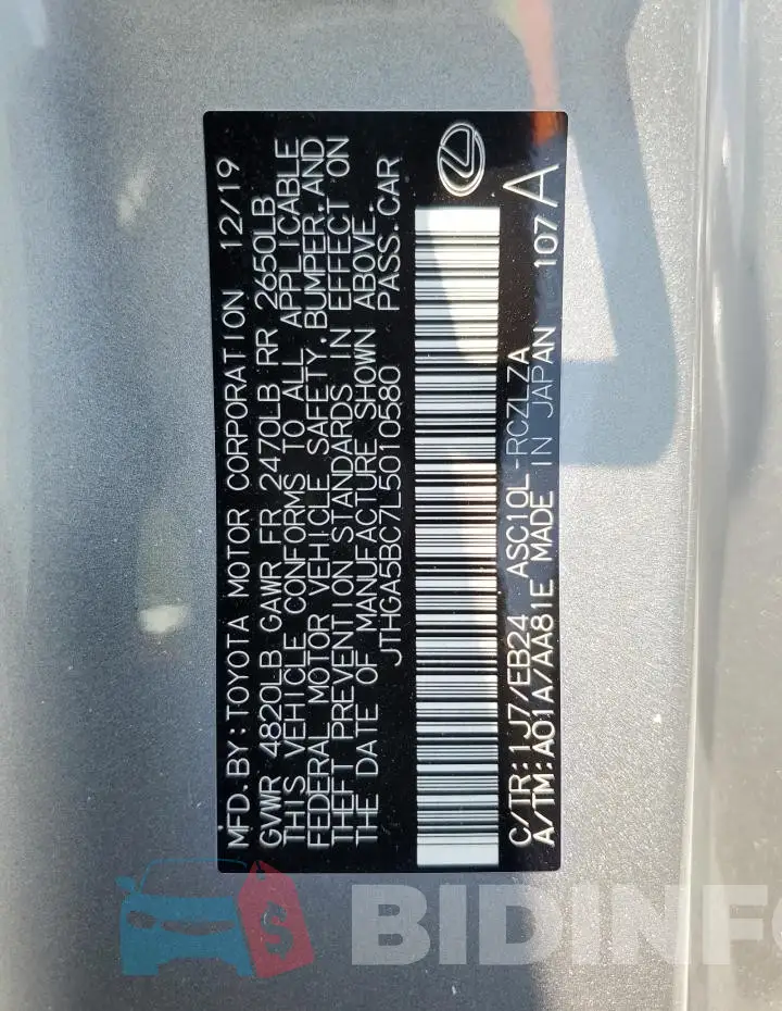 JTHGA5BC7L5010580 Photo# 13