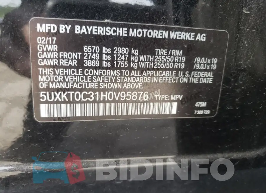5UXKT0C31H0V95876 Photo# 13