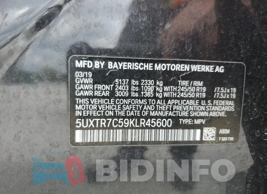 5UXTR7C59KLR45600 Photo# 13