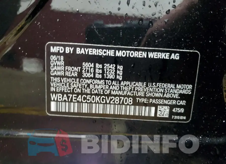 WBA7E4C50KGV28708 Photo# 12