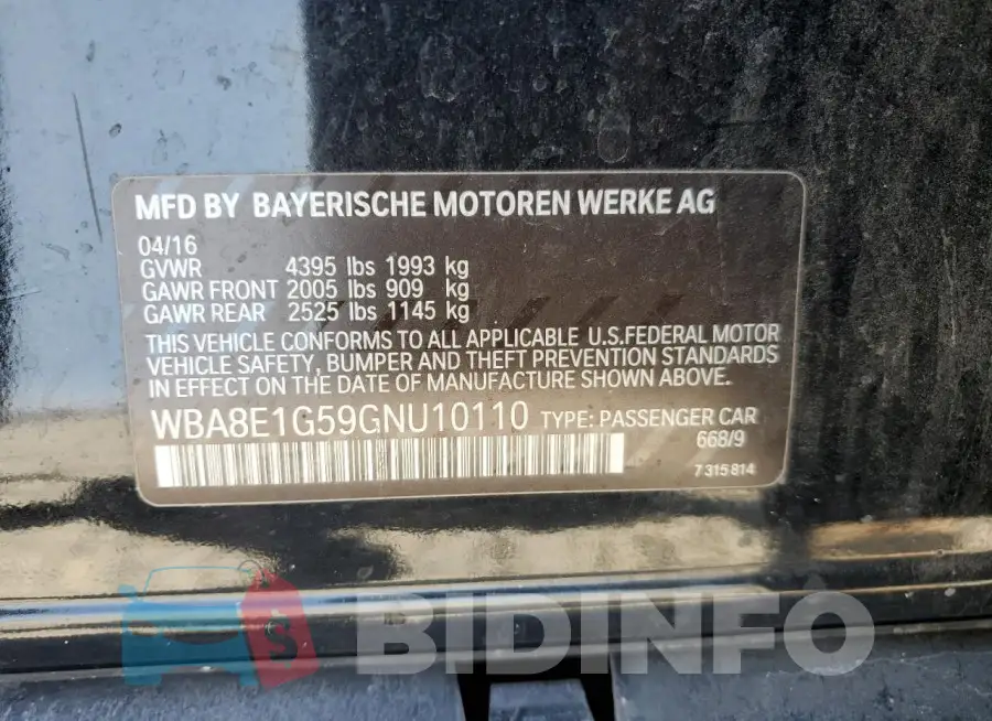 WBA8E1G59GNU10110 Photo# 12