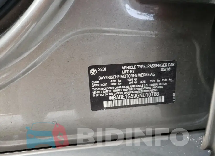 WBA8E1G59GNU10768 Photo# 13