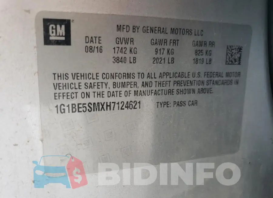 1G1BE5SMXH7124621 Photo# 12