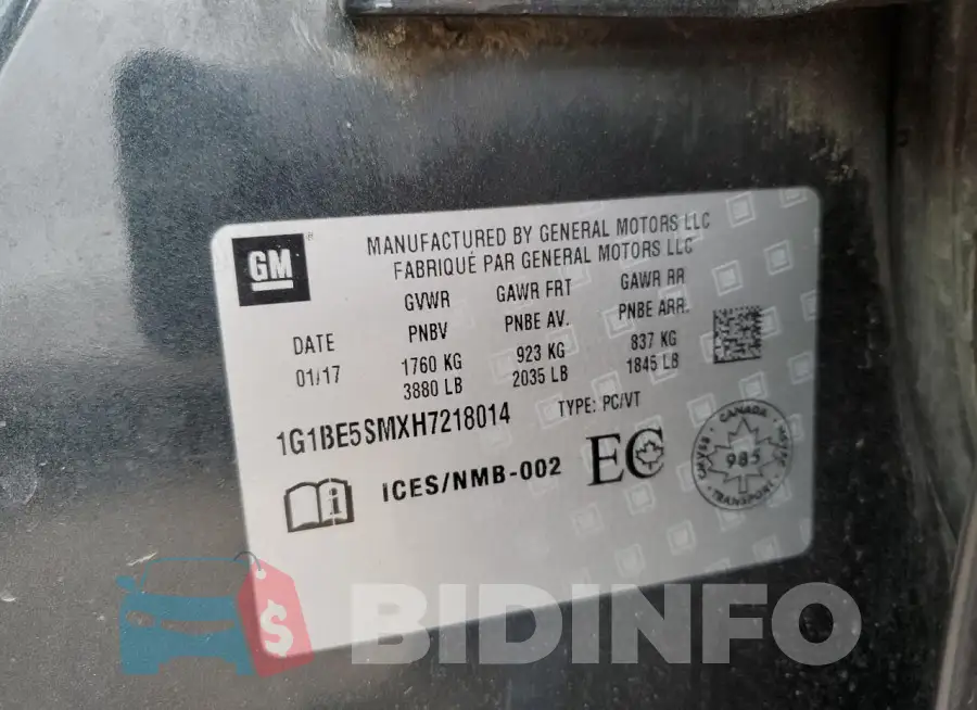 1G1BE5SMXH7218014 Photo# 12