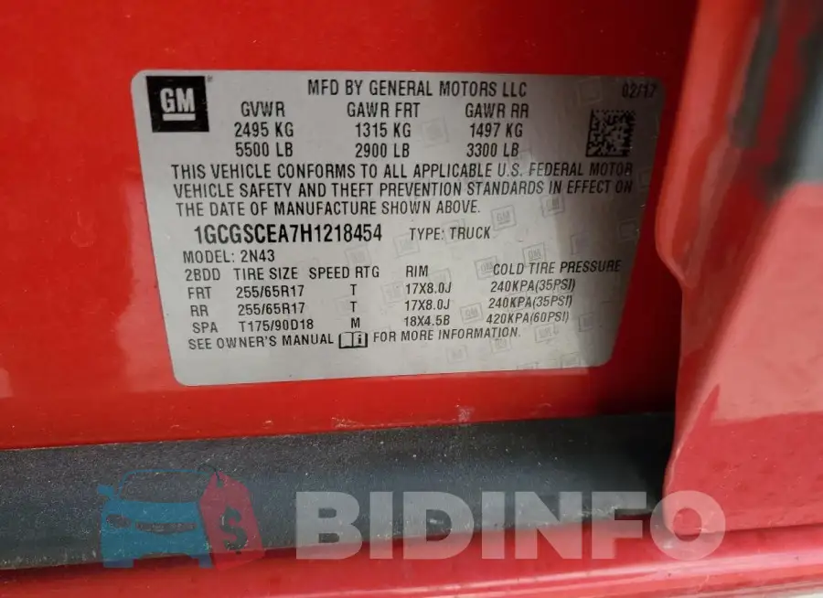 1GCGSCEA7H1218454 Photo# 12