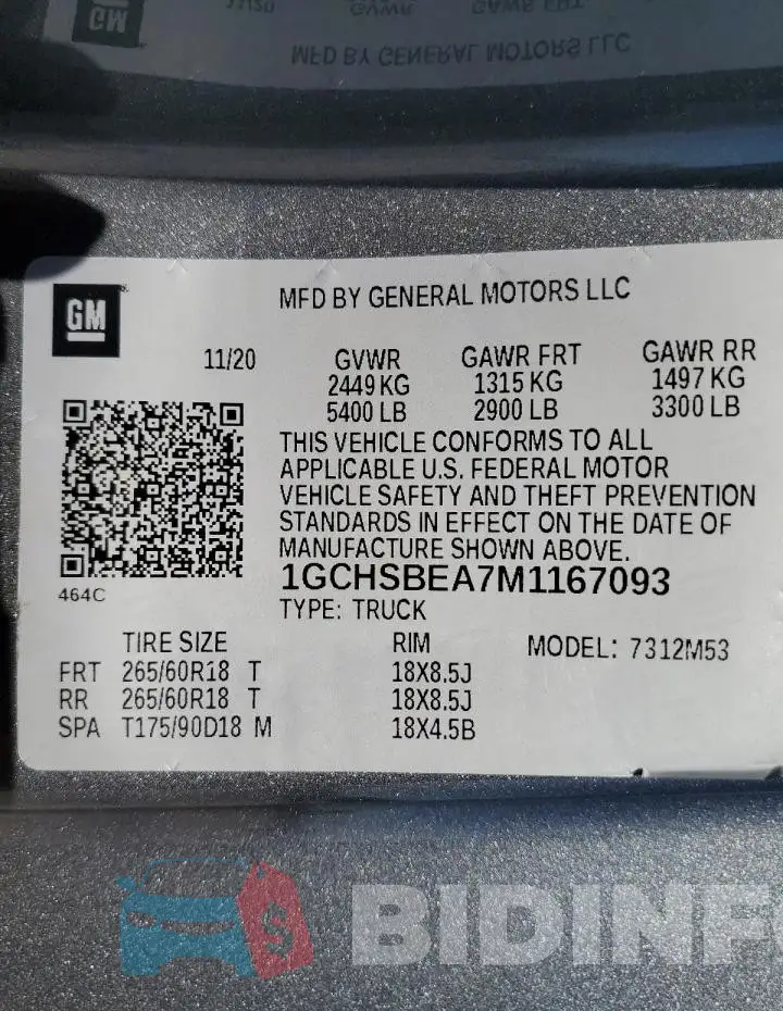 1GCHSBEA7M1167093 Photo# 12