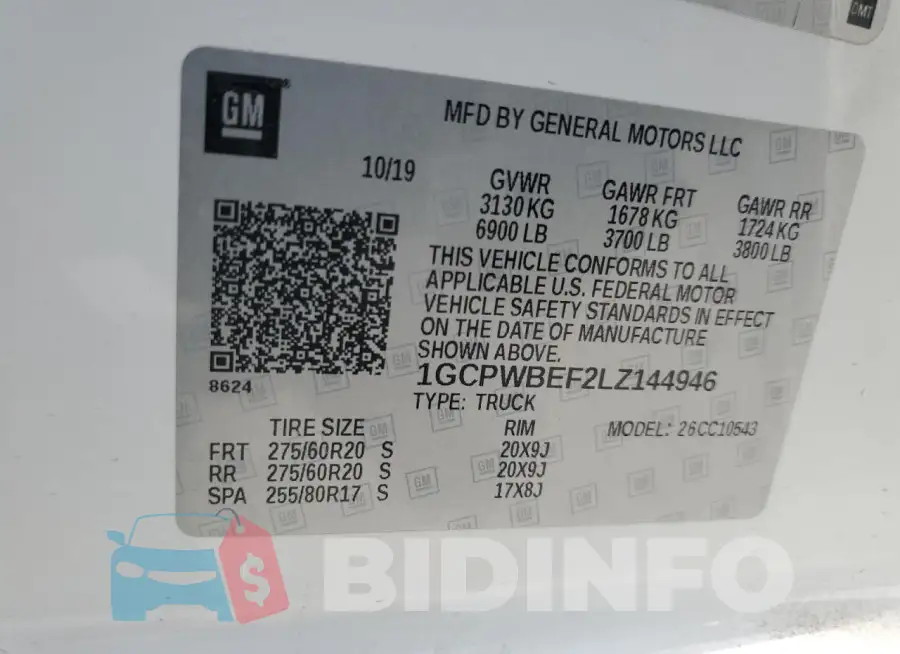 1GCPWBEF2LZ144946 Photo# 12