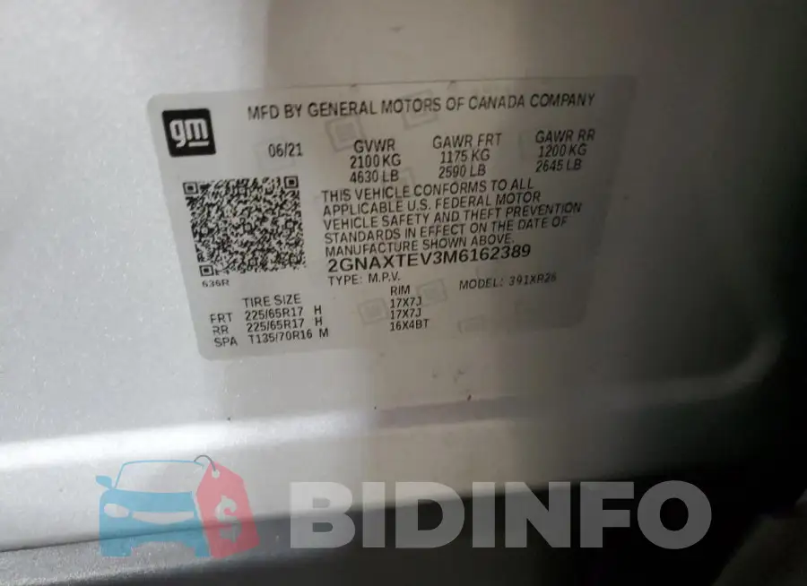 2GNAXTEV3M6162389 Photo# 13