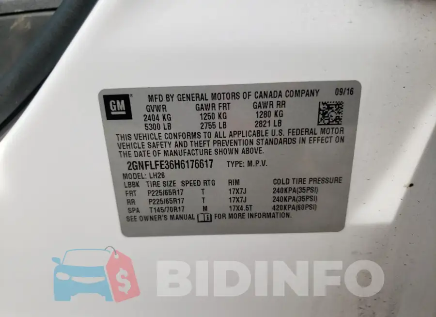 2GNFLFE36H6176617 Photo# 13