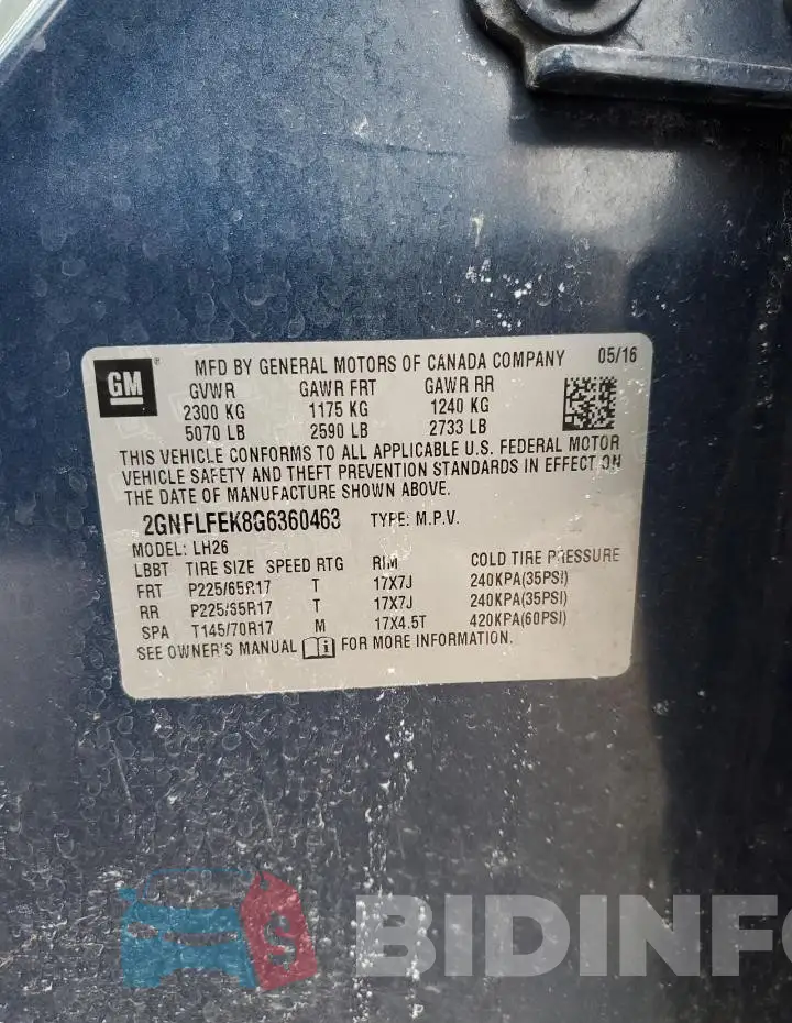 2GNFLFEK8G6360463 Photo# 13