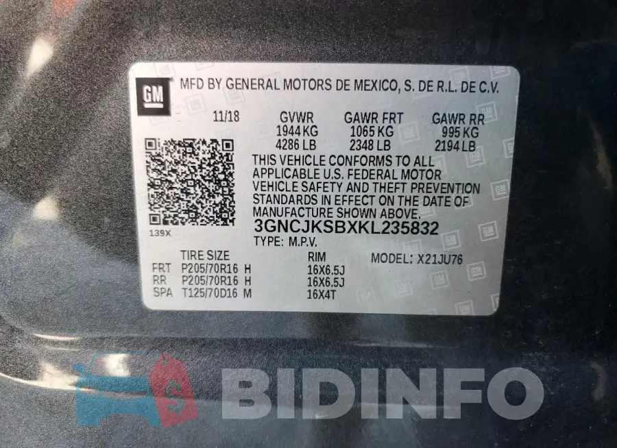 3GNCJKSBXKL235832 Photo# 12