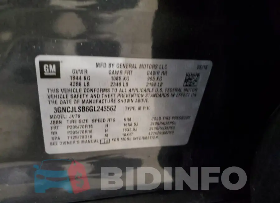 3GNCJLSB6GL245562 Photo# 13