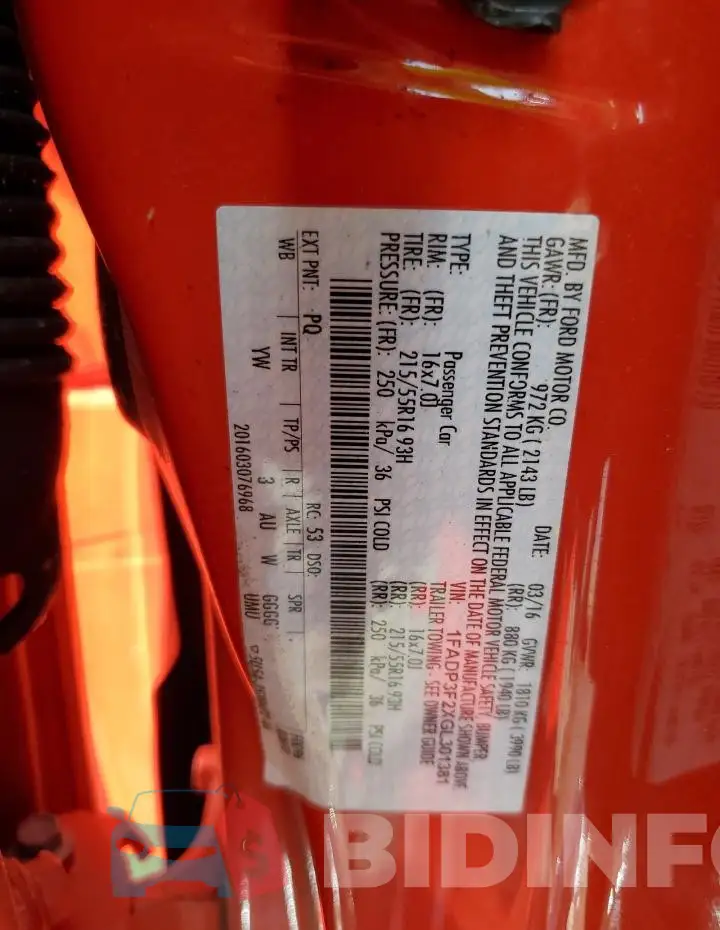 1FADP3F2XGL301381 Photo# 12