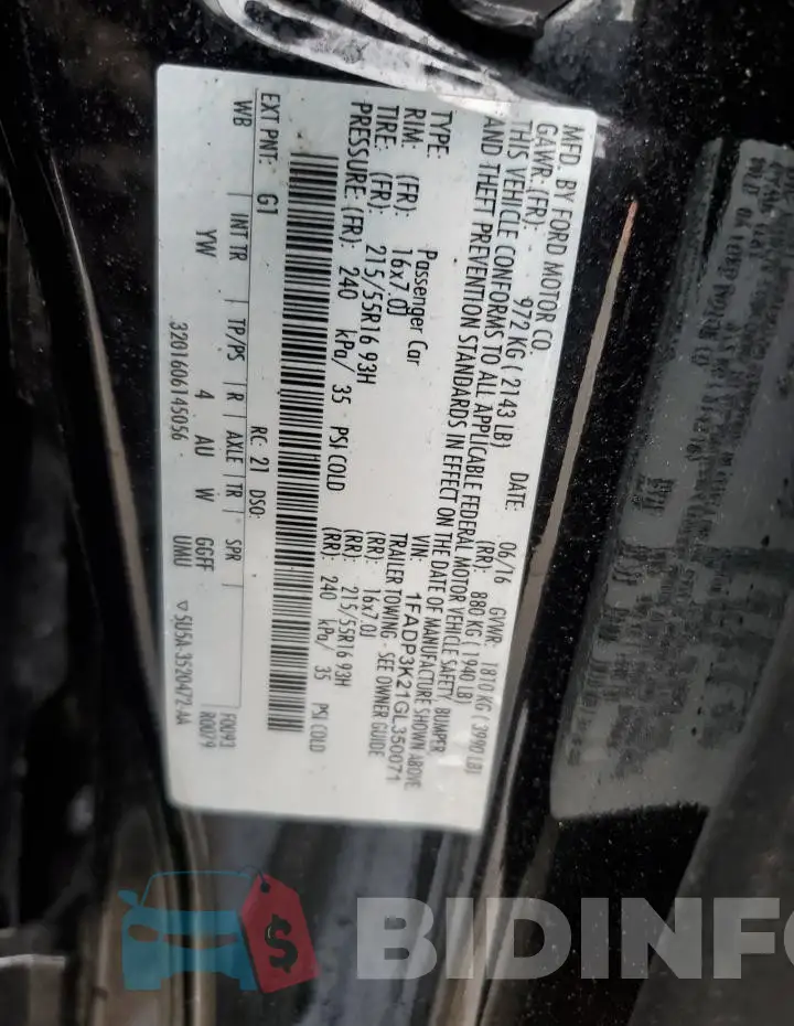 1FADP3K21GL350071 Photo# 13