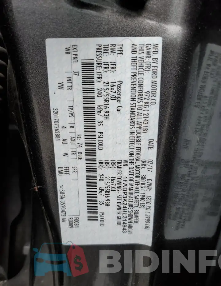 1FADP3K24HL314943 Photo# 13