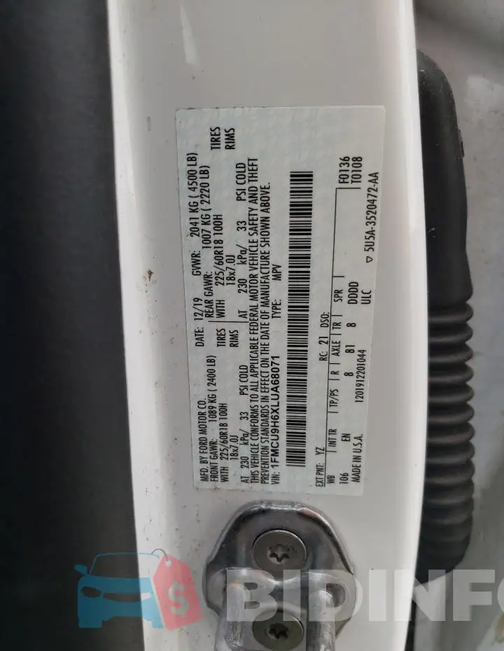 1FMCU9H6XLUA68071 Photo# 13