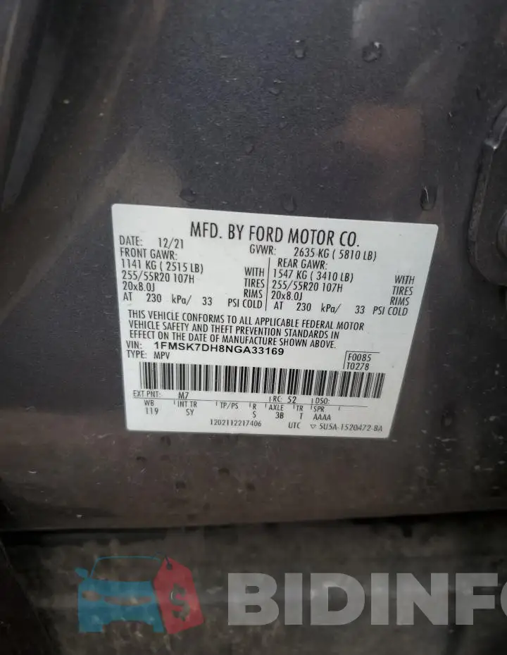 1FMSK7DH8NGA33169 Photo# 13