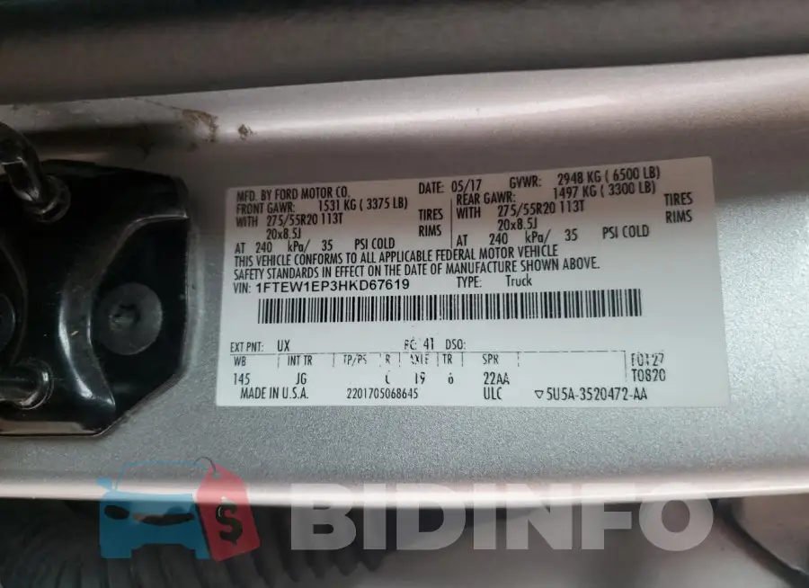1FTEW1EP3HKD67619 Photo# 12