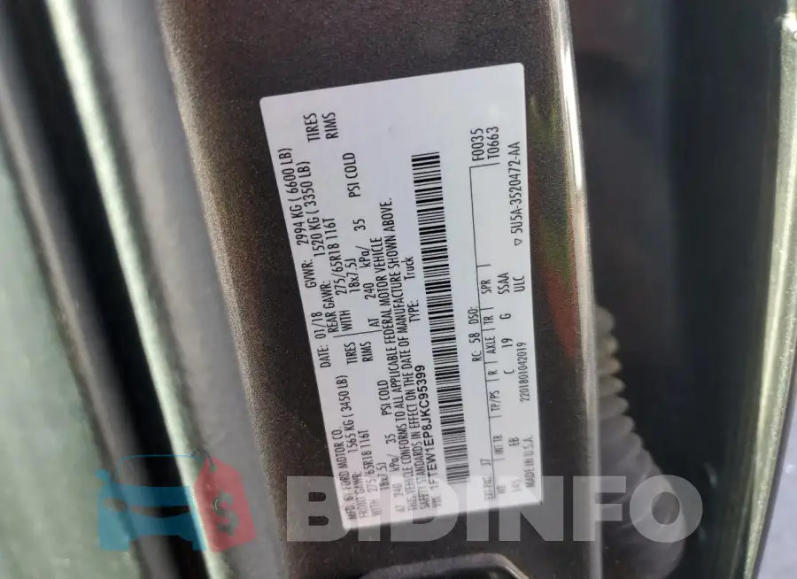 1FTEW1EP8JKC95399 Photo# 12