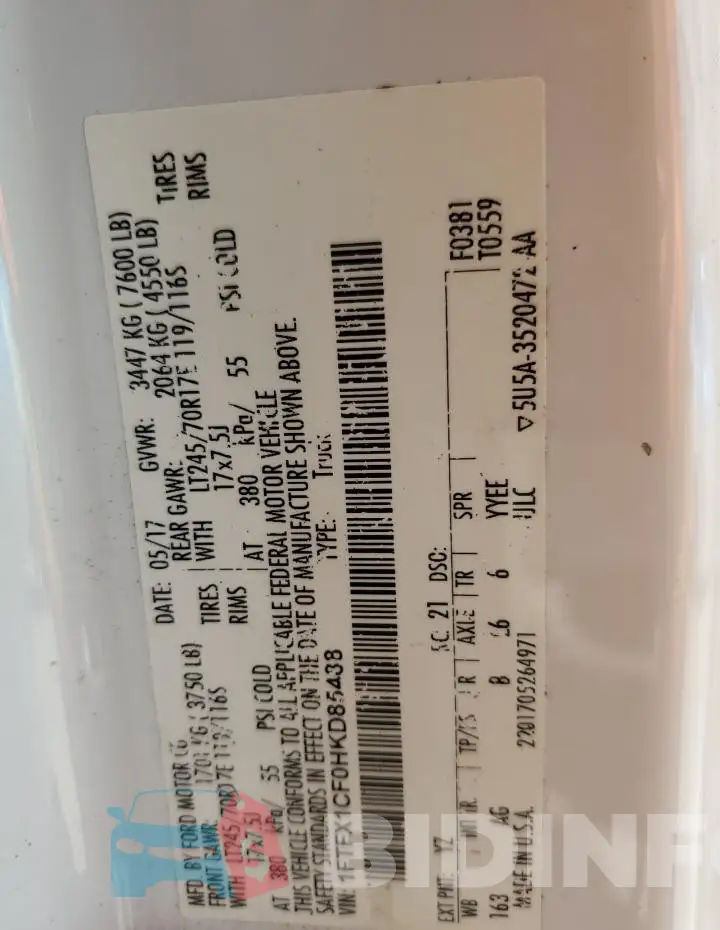 1FTFX1CF0HKD85488 Photo# 12